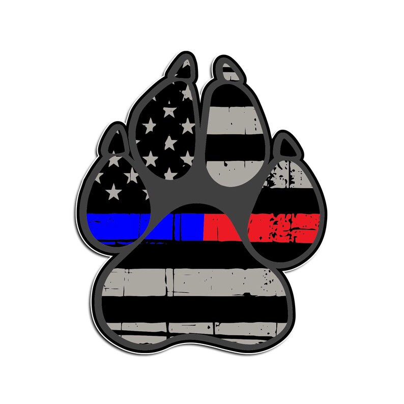 K9 Paw Sticker: Law Enforcement/Blue Line/Red Line image 3
