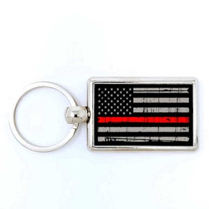Thin Red Line Metal Key Chains/Personalized/Police/Law Enforcement Gifts/Officer/Dispatcher/Fire/EMS/Military/Police/Sheriff/Corrections