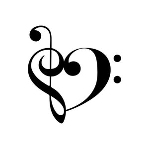 Music Note Heart Sticker Decals/Music Note Car Decals/Treble Clef Heart Sticker Decals/Bass Clef Heart/Music Note Decals/Water Bottle Decals