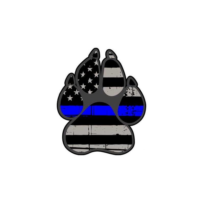 K9 Paw Sticker: Law Enforcement/Blue Line/Red Line image 1