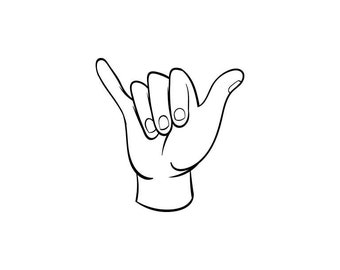 Hang Loose Vinyl Decal: Surfer Shaka Sticker (3.5" x 3.5")