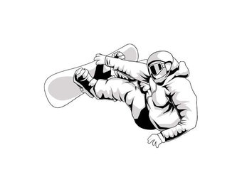 Snowboarding Vinyl Sticker: Mountain Decal for Laptop, Truck Window (2" x 3")