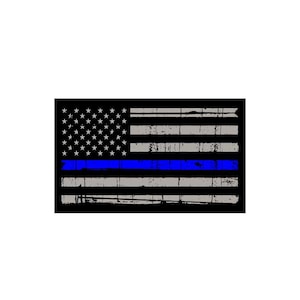 Thin Blue Line Flag Sticker: Weatherproof Vinyl Decal (3x5")