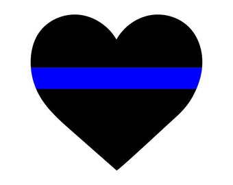 Thin Blue Line Heart Sticker: Police Support Decal (3" x 3")