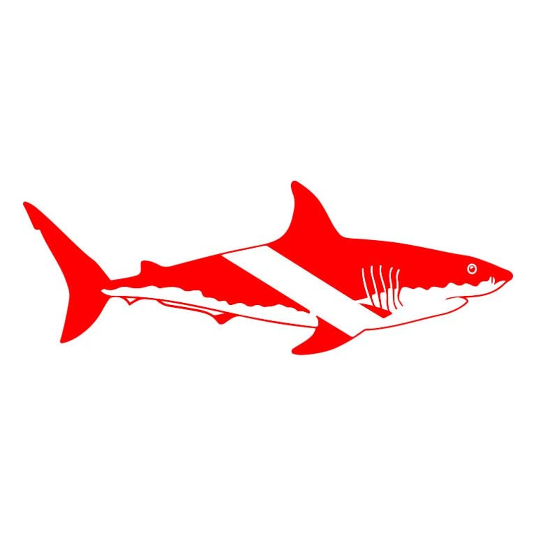 Diver Down Flag Shark Vinyl Decal: Scuba Diving Car Window Sticker - Etsy