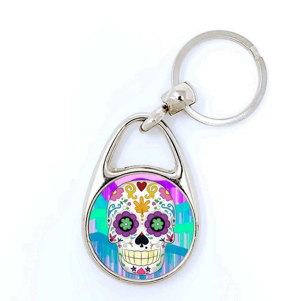 Sugar Skull Key Chains/Personalized Gifts/Day of the Dead/Dia de los Muertos/Skulls/Gift for Women/Key Rings/Sugar Skull Key Chains