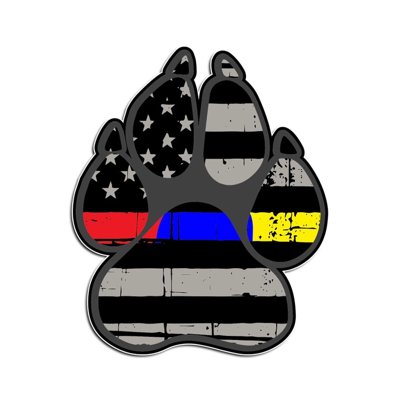 K9 Paw Sticker: Law Enforcement/Blue Line/Red Line image 2