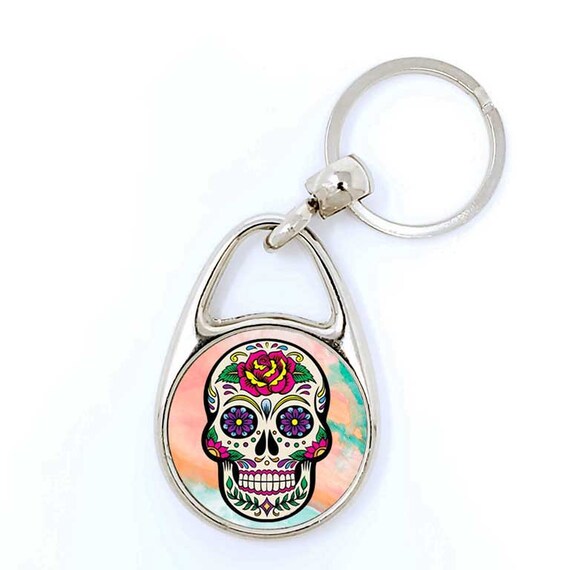 Sugar Skull Key Chains/sugar Skull Key Rings/skull With Etsy