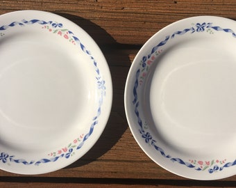 Pair of Corelle by Corning USA Sentimental Ribbons 7 1/4" Diameter Dessert or Bread & Butter Plates/Corning USA/Discontinued Pattern