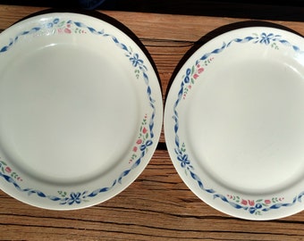 Pair of Sentimental Ribbons 10 1/4" Diameter Dinner Plates/Corelle by Corning USA /Discontinued Pattern/Replacements