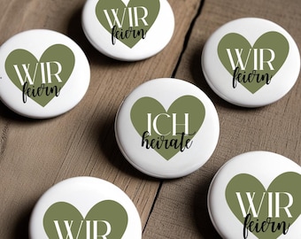 Juego de botones para despedida de soltera (5 piezas): "Me caso y lo celebramos"; botones para despedida de soltera; accesorios para el equipo de la novia; insignias para decoración de fiestas.