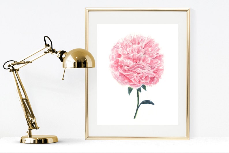 Watercolor peony print printable watercolor painting image 0