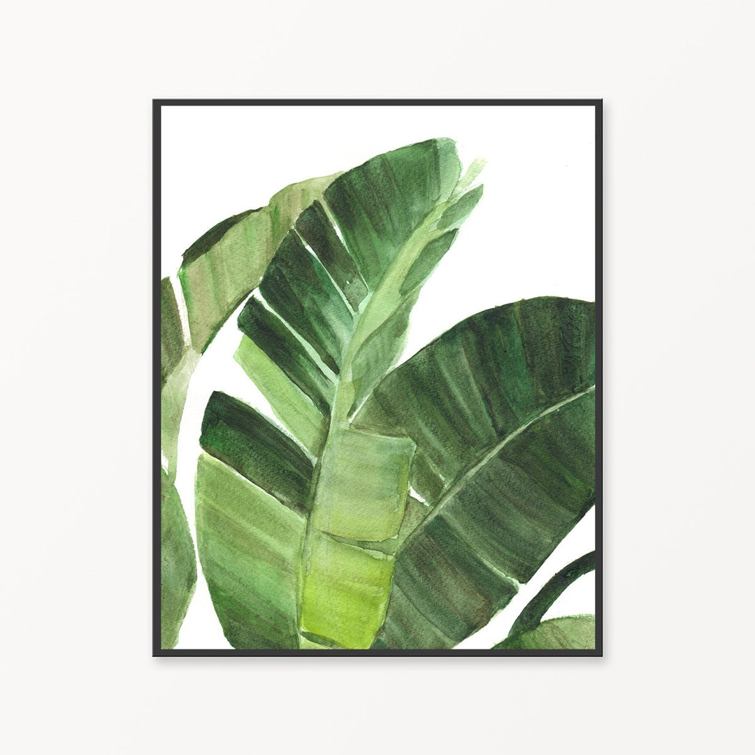 Banana Leaf Print Printable Palm Print Watercolor Banana - Etsy