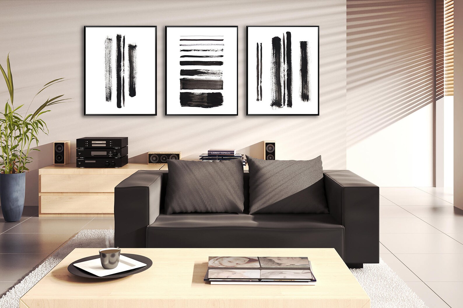 Set of 3 Minimalist Prints, Black and White Prints, Abstract Prints ...