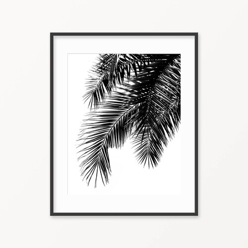 Palm Leaf Print Set 2 Printable Black and White Palm Leaves - Etsy