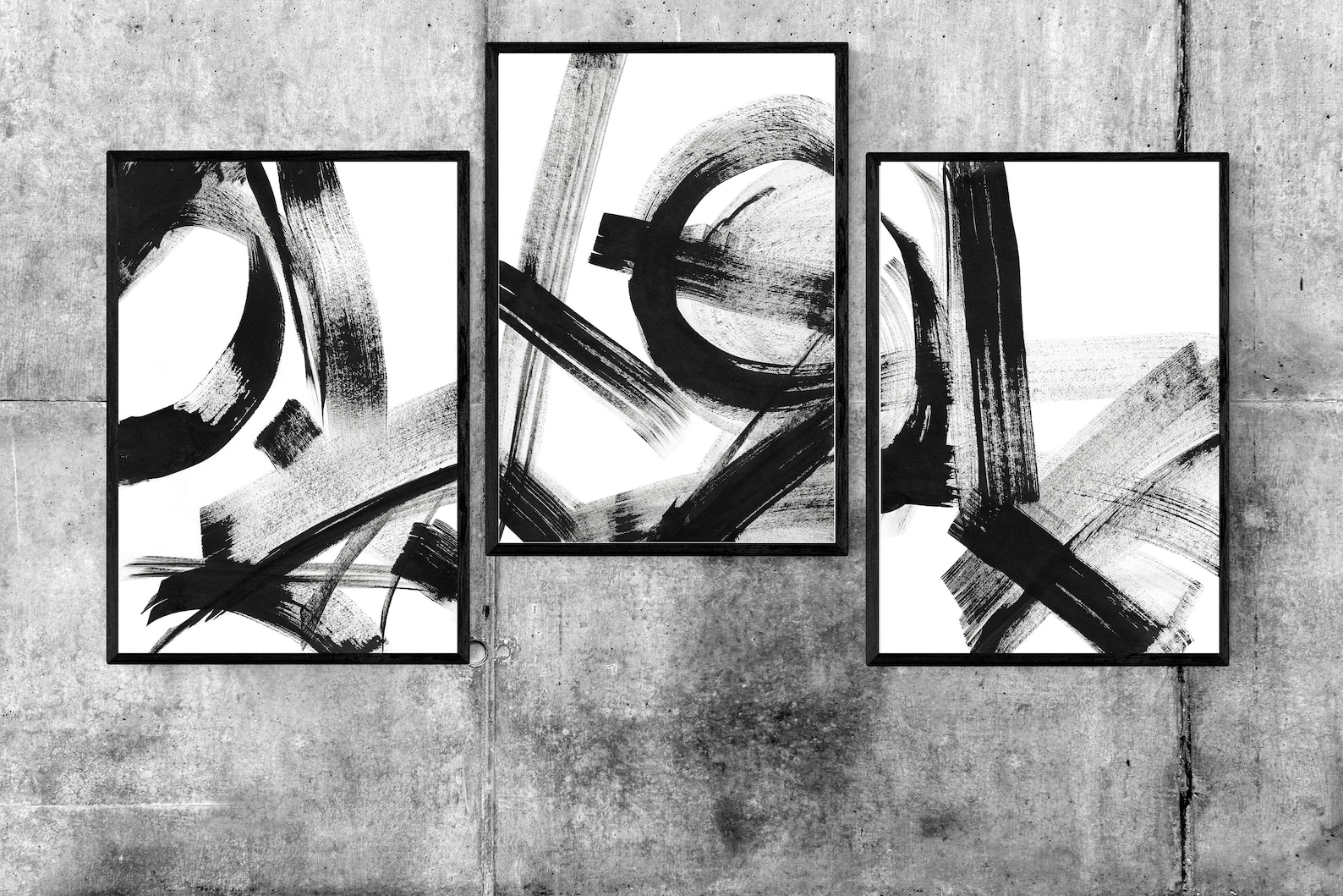 Printable Black and White Abstract Wall Art Set Black and Etsy