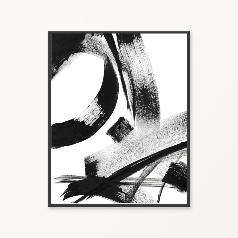 Printable Black and White Abstract Wall Art Set Black and Etsy
