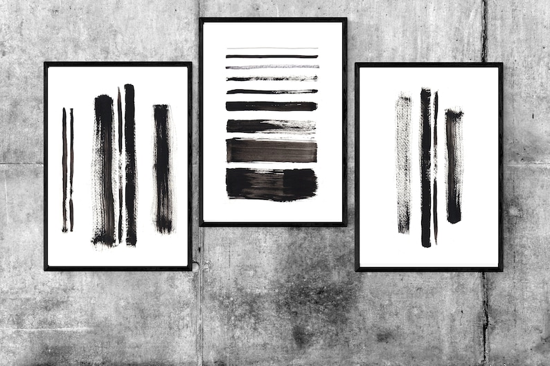 Set of 3 Minimalist Prints, Black and White Prints, Abstract Prints ...