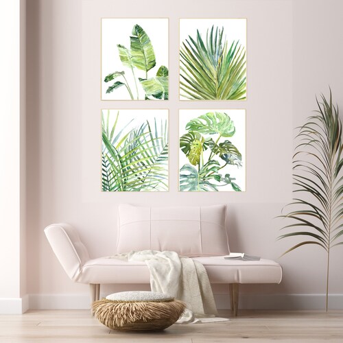 Palm Print Set Printable Palm Leaves Set Tropical Wall Art - Etsy