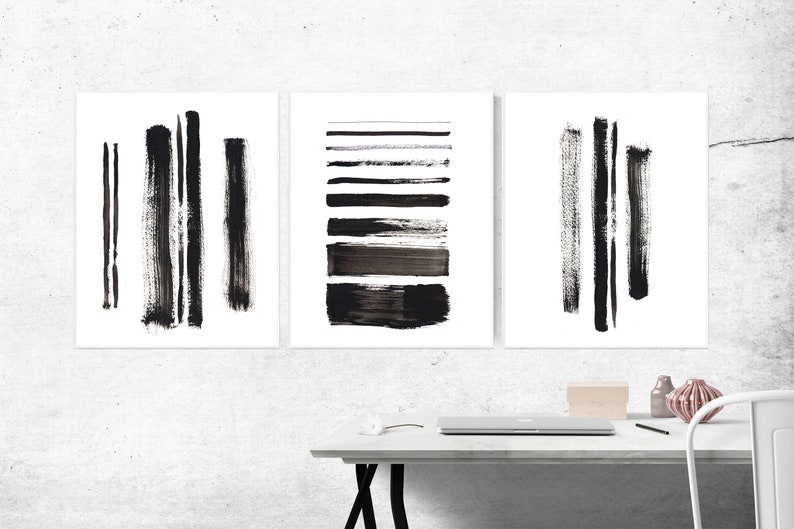 Set of 3 Minimalist Prints, Black and White Prints, Abstract Prints ...