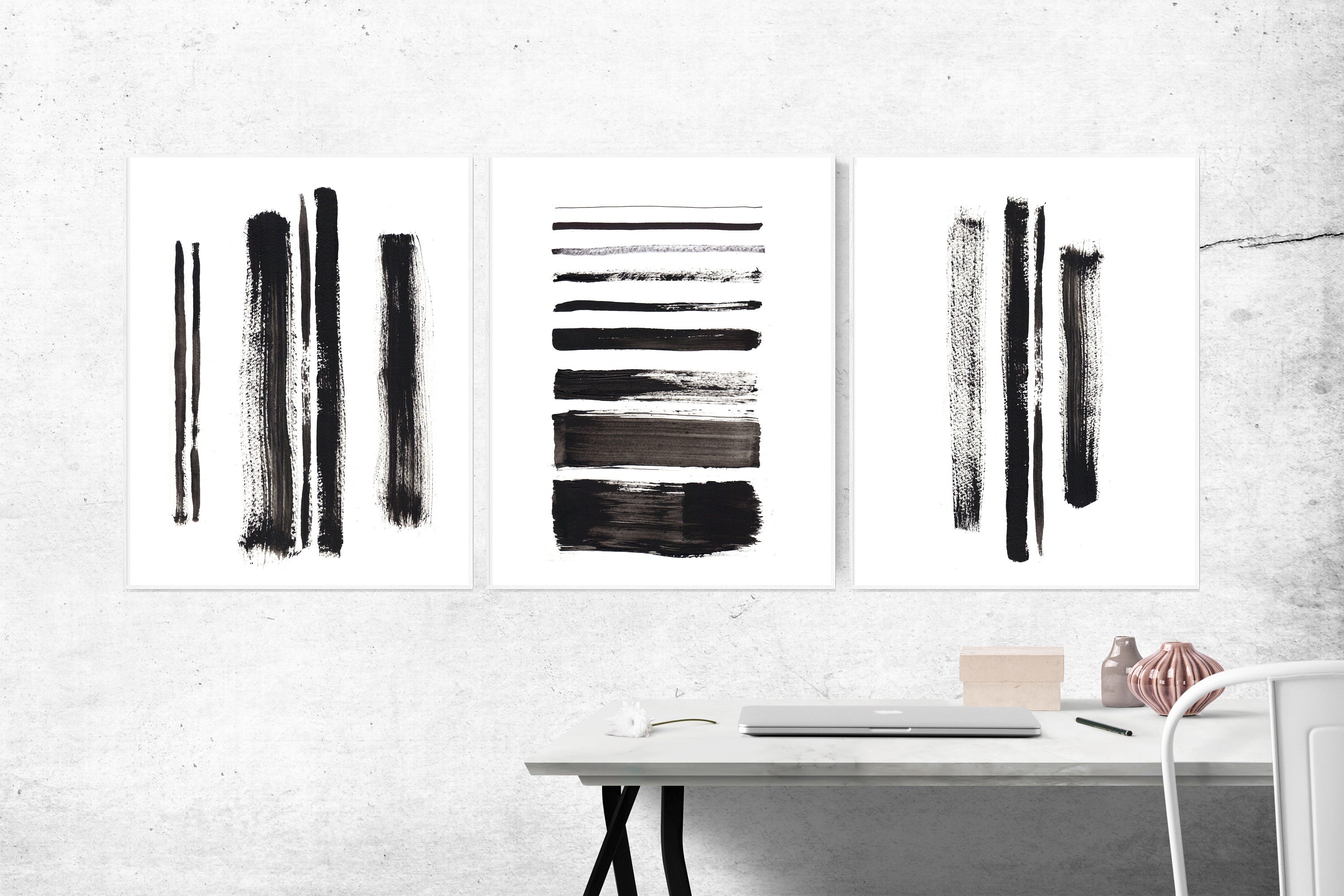 Set of 3 Minimalist Prints, Black and White Prints, Abstract Prints ...