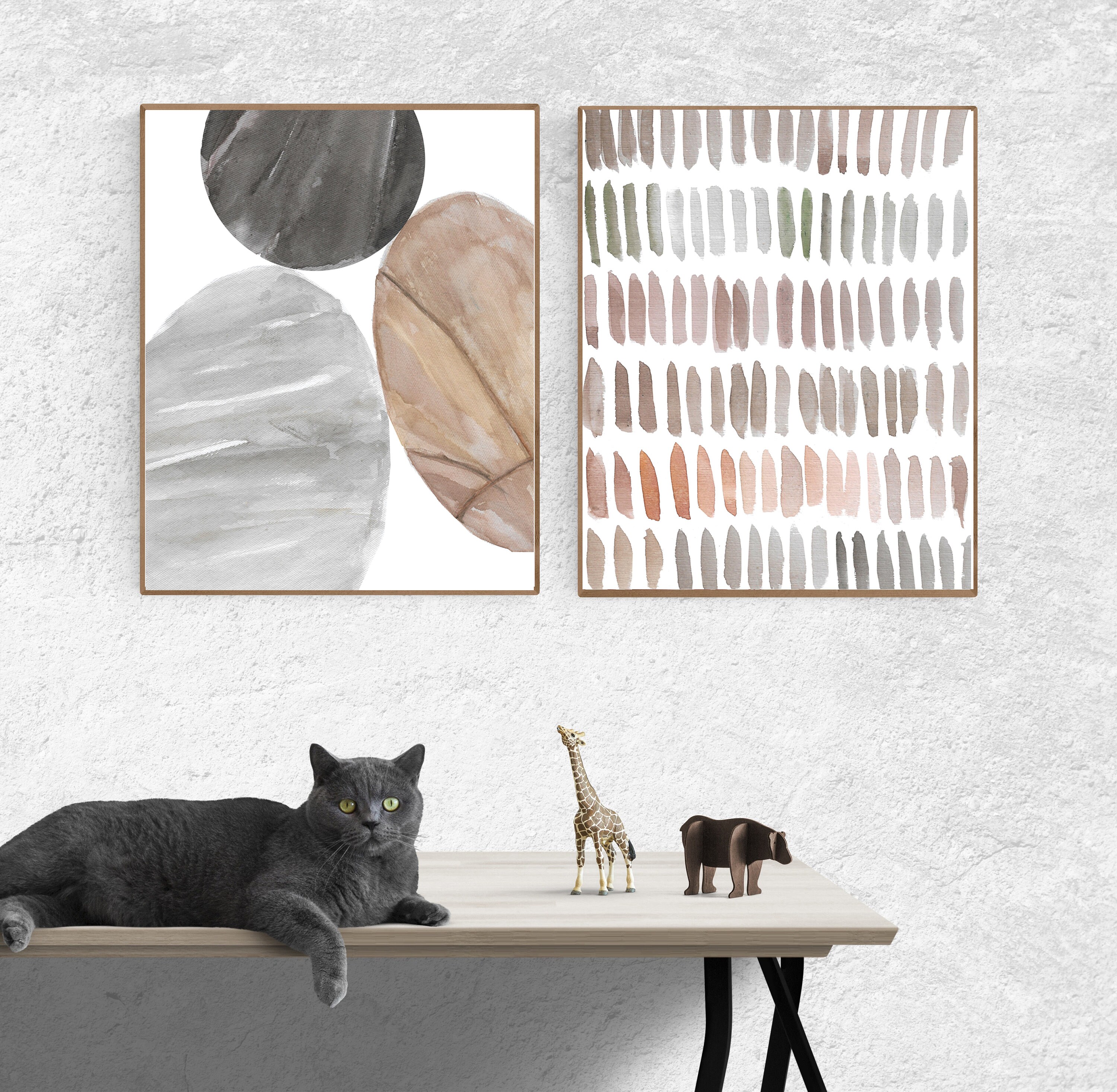 Beige wall art set of 4 Abstract beige wall art prints Etsy