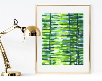 Green print, printable green abstract painting, instant download abstract print, green and blue wall art, abstract nature print, green decor