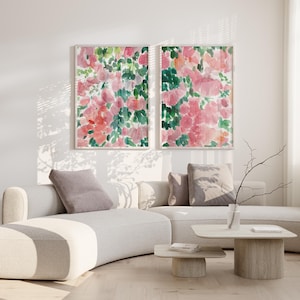 Watercolor Floral abstract wall art set, printable set of abstract floral paintings, watercolor floral prints, abstract flowers set
