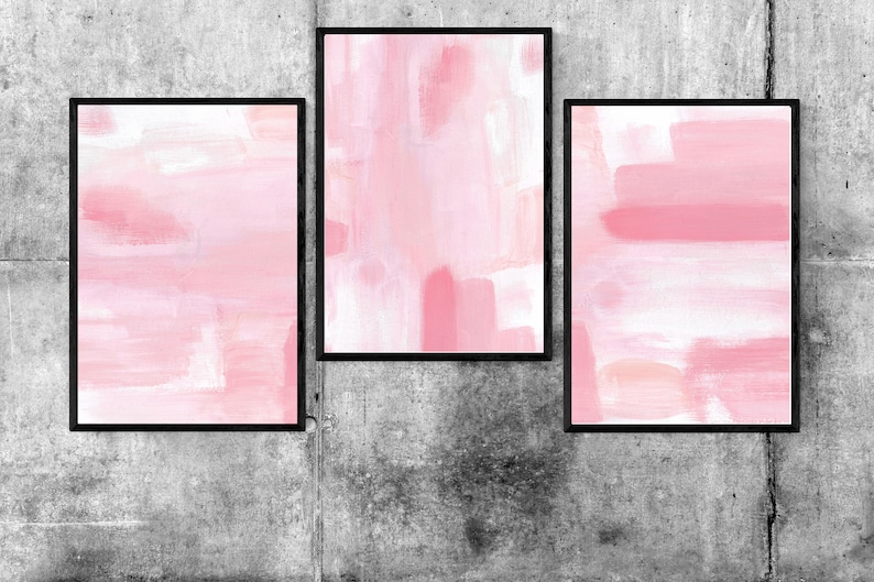 Blush Pink Wall Art Set 3 Printable Blush Pink Wall Art Etsy