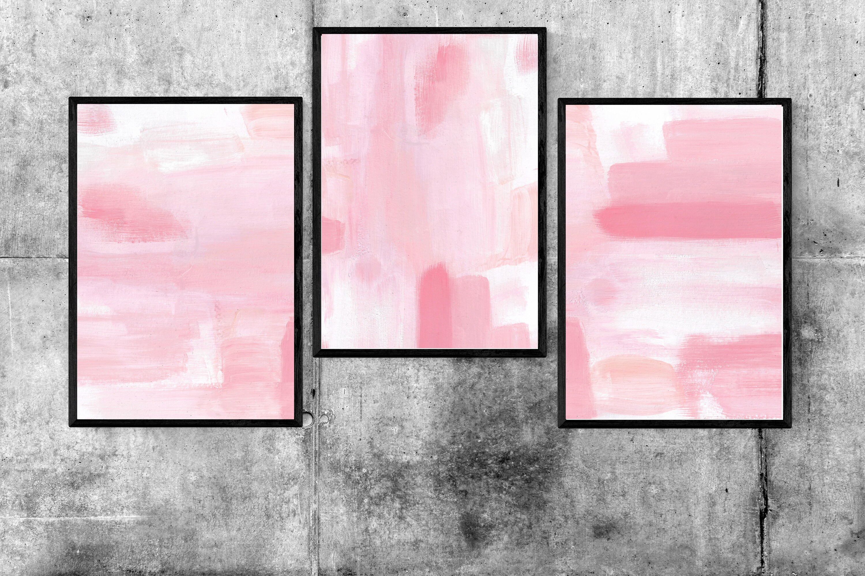 Blush Pink Wall Art Set 3 Printable Blush Pink Wall Art Etsy