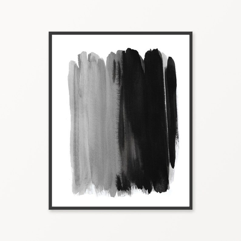 Black and White Abstract Wall Art Set Set of 6 Abstract Etsy