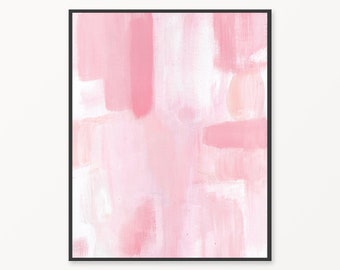 Blush Pink abstract painting, printable abstract art, pink abstract, abstract wall art, pink and white abstract print, pink and white art