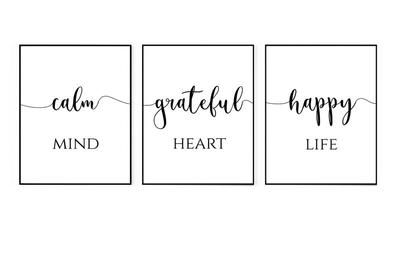 Minimalist Bedroom Wall Art Happy Mind Print Inspirational Etsy