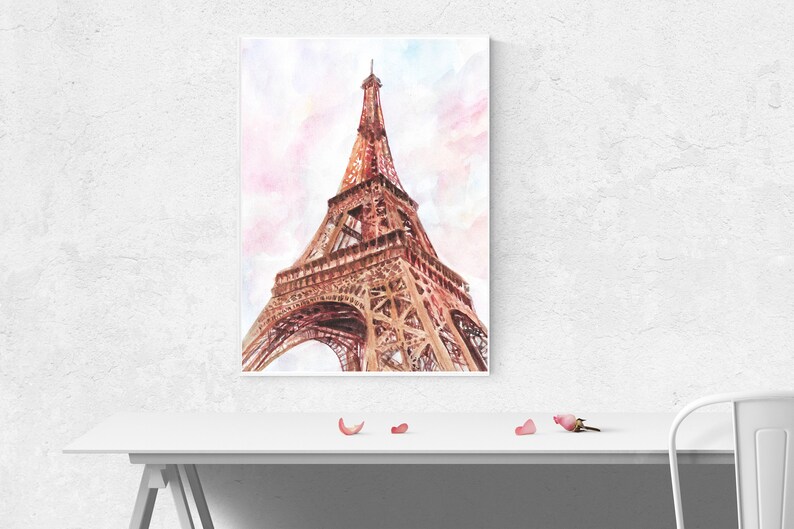 Pink Paris Wall Art Paris Wall Art Set of 2 Prints With Paris Etsy