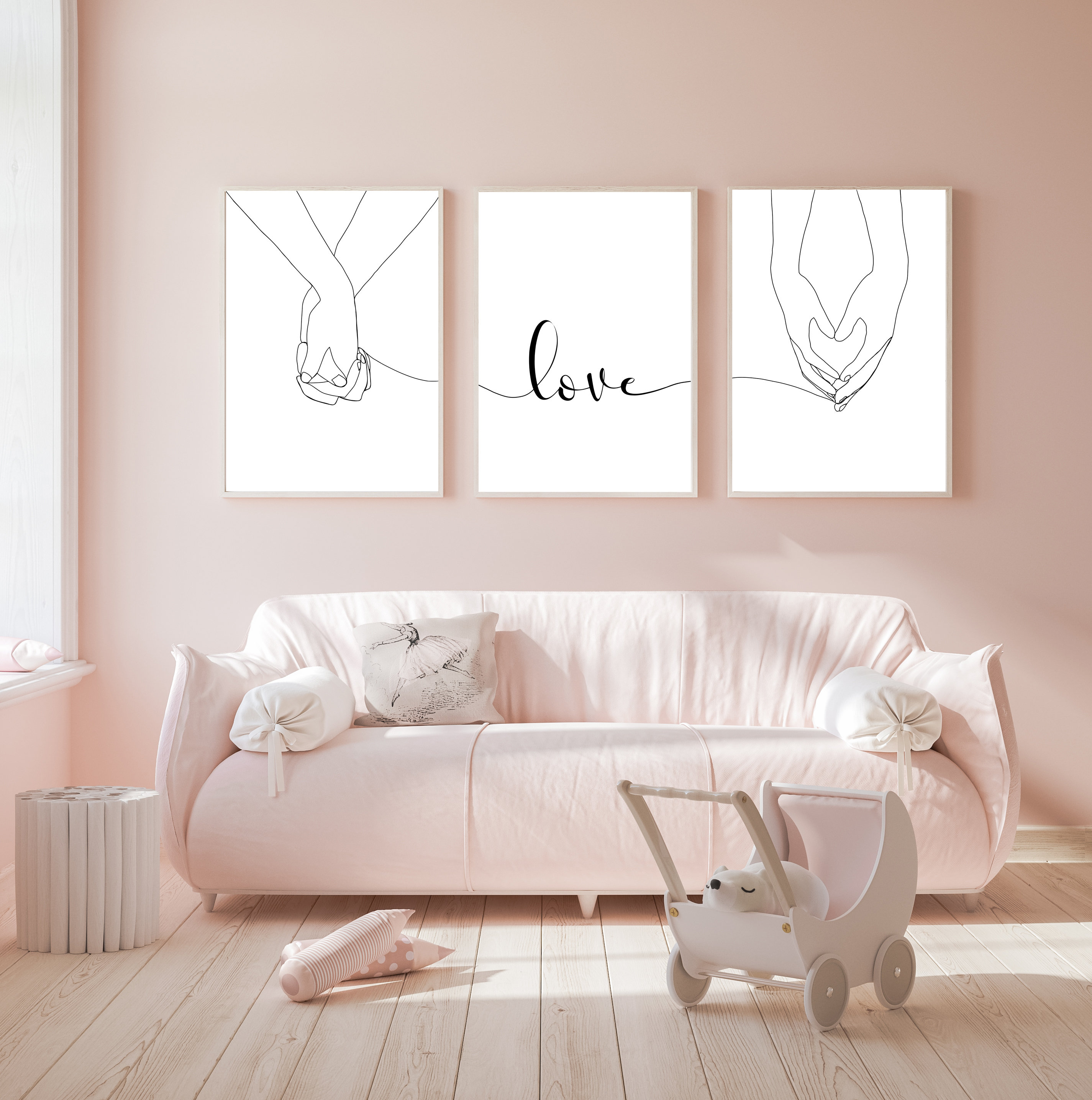 Printable Bedroom Wall Art Set of 3 Prints Holding Hands - Etsy UK