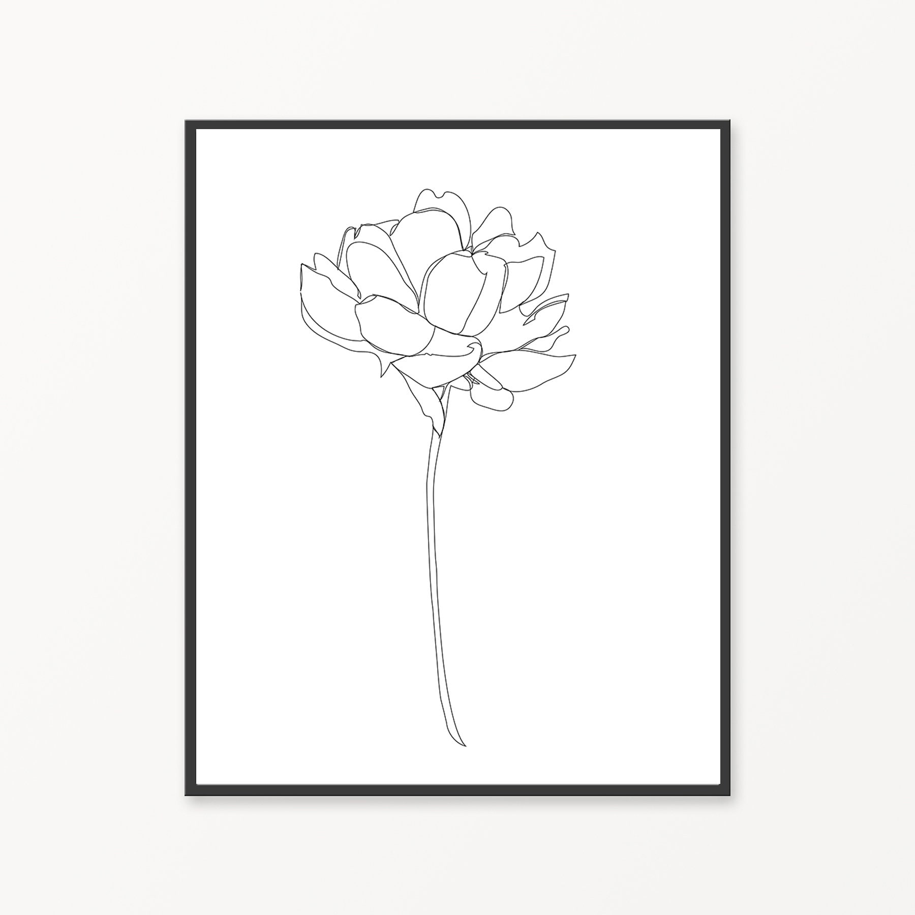Peony Line Drawing Minimalist Flowers Print Peony Print Flower