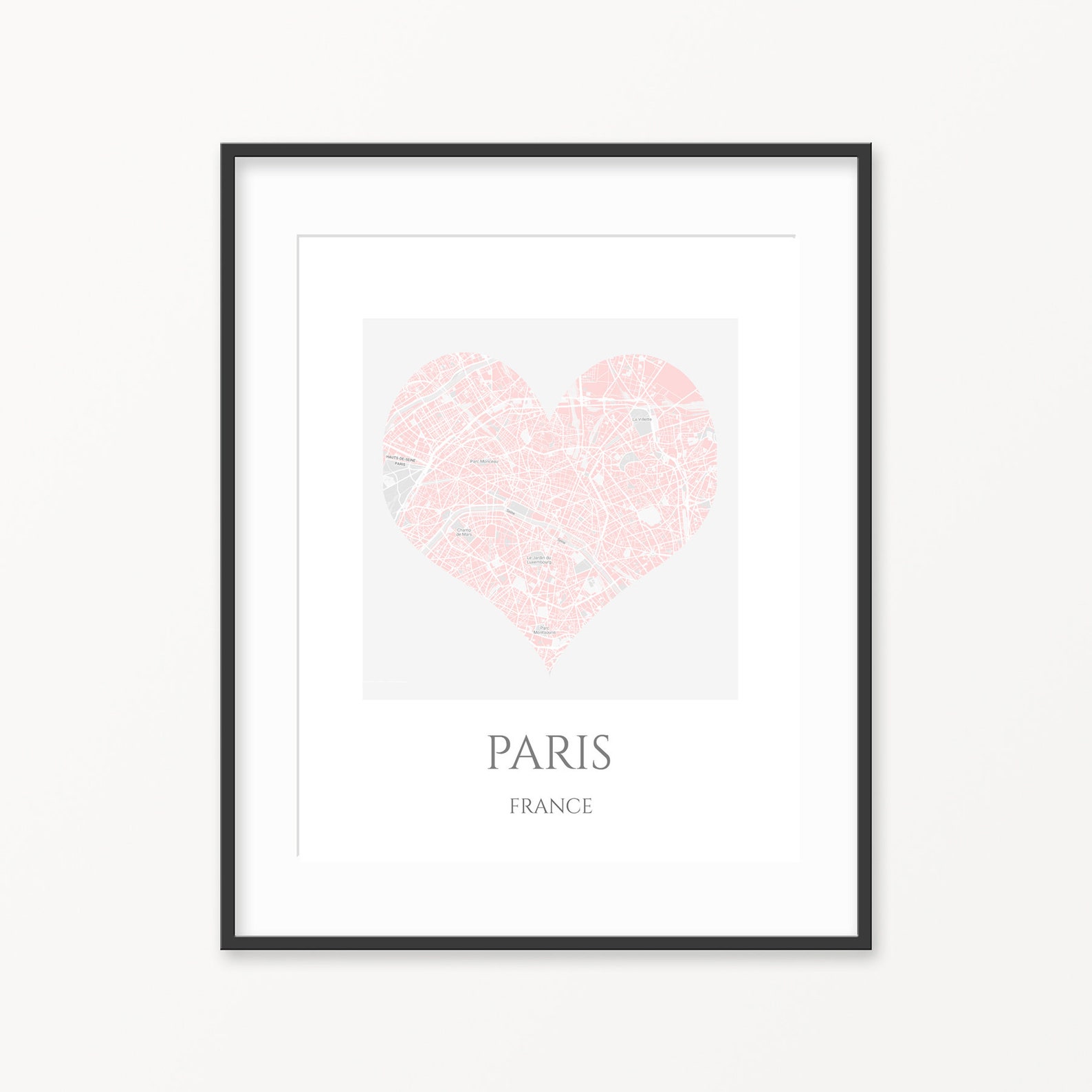 Paris City Map Paris Wall Art Pink Paris Prints Paris Wall Art Etsy