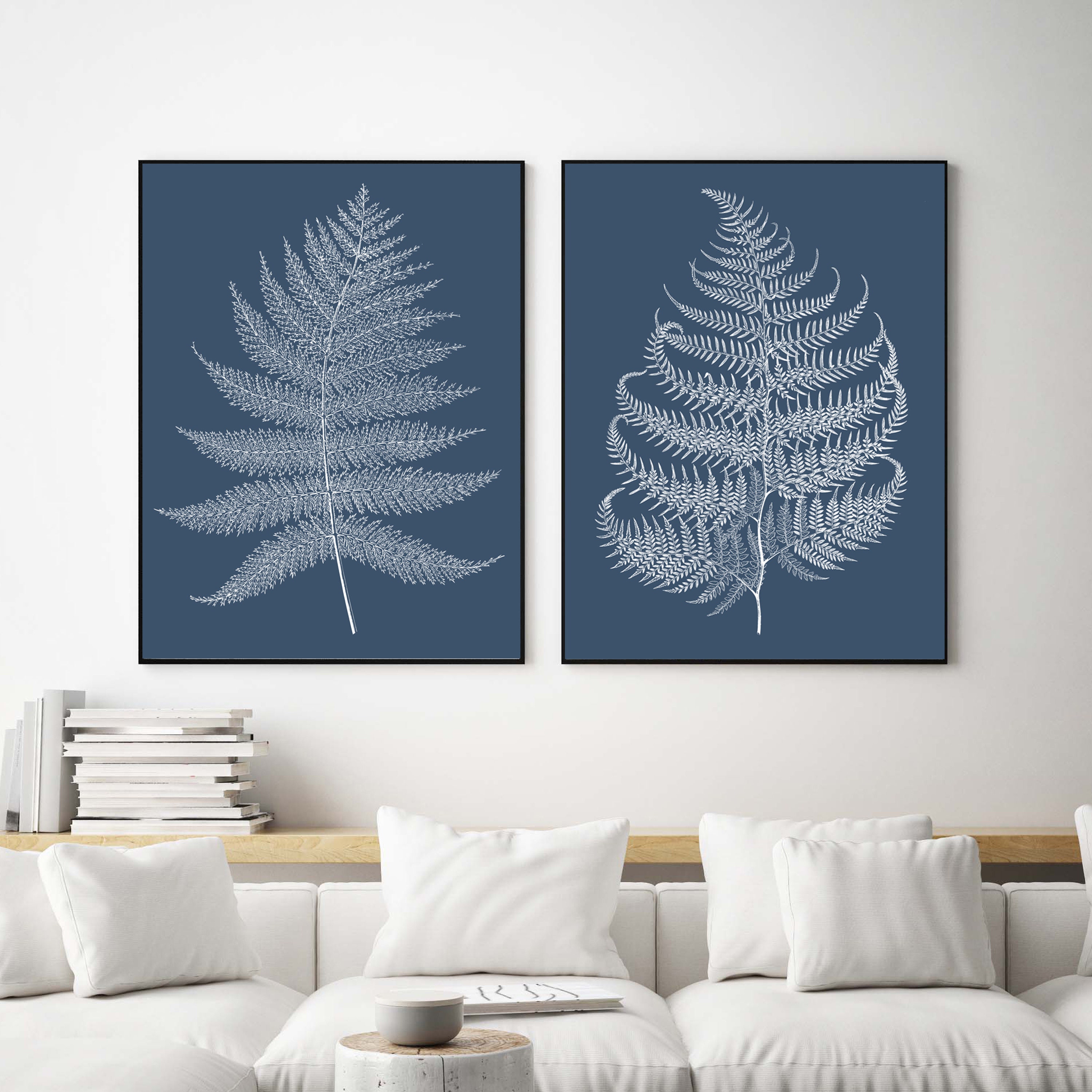 Fern prints Fern wall art set of 2 blue fern wall art set Etsy