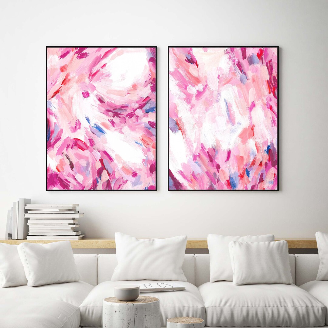 Printable Pink Abstract Wall Art Prints, Printable Abstract Pink Art ...