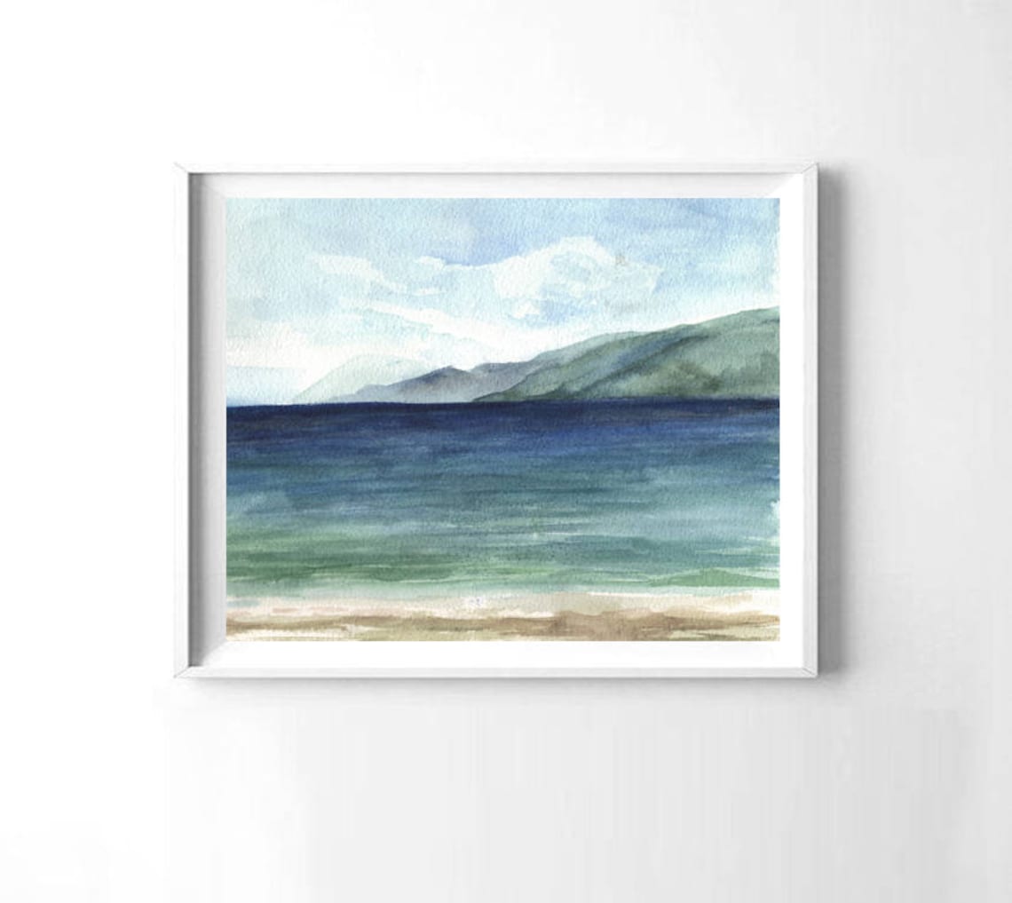 Printable Sea Watercolor Painting Beach Painting Ocean | Etsy