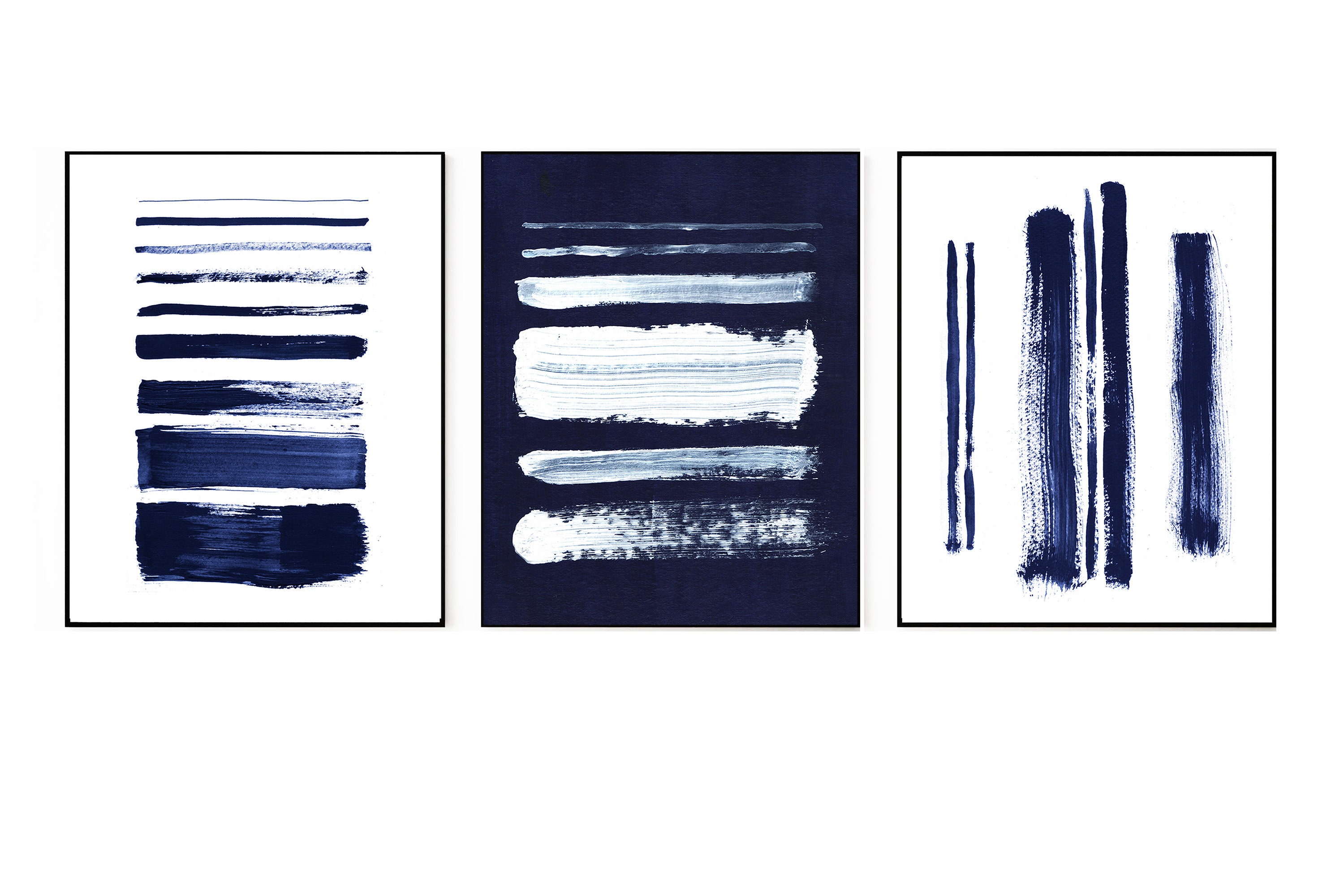 Blue wall art prints Blue abstract wall art set of 3 set of | Etsy