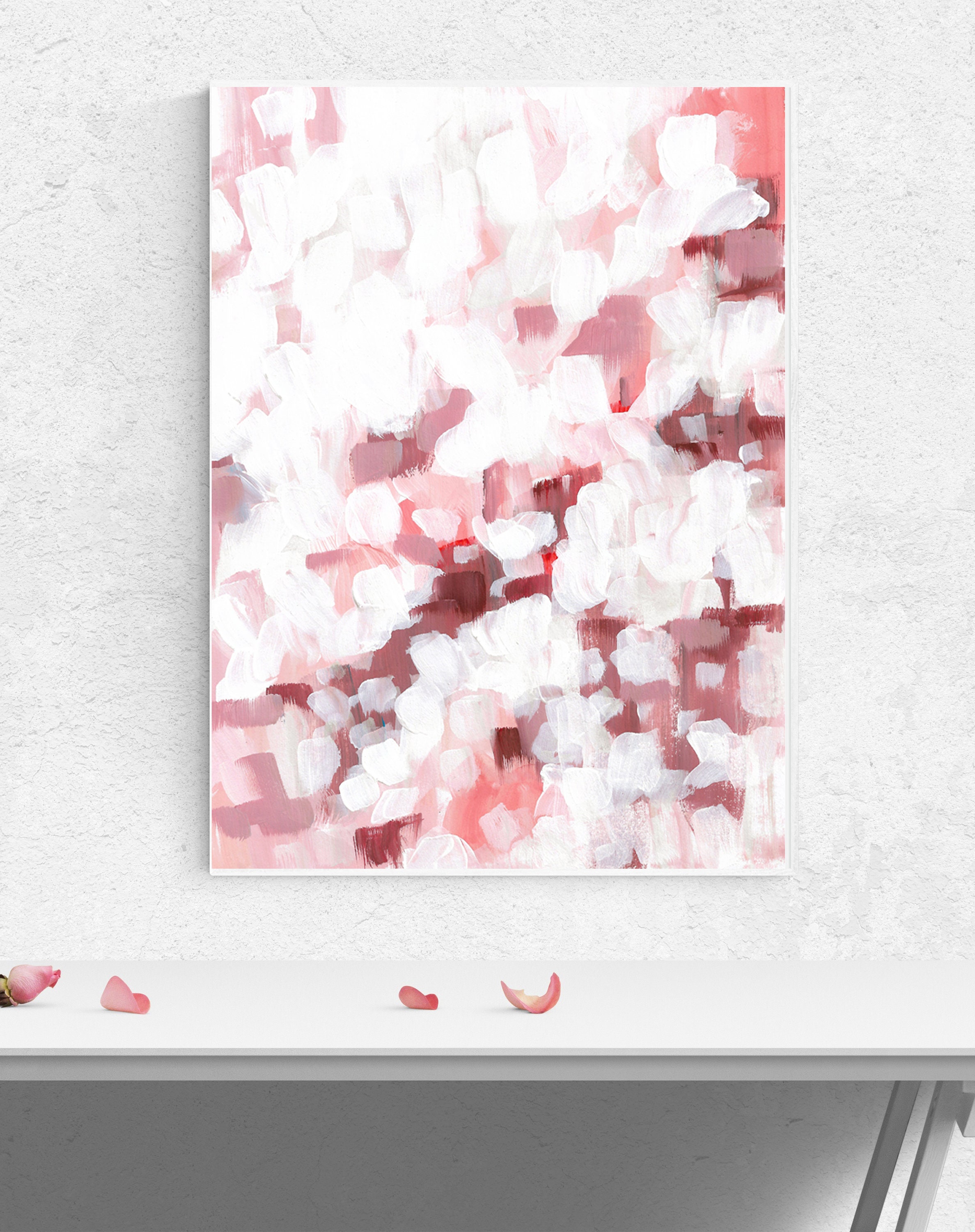 Blush pink abstract wall art set set of 2 abstract prints Etsy