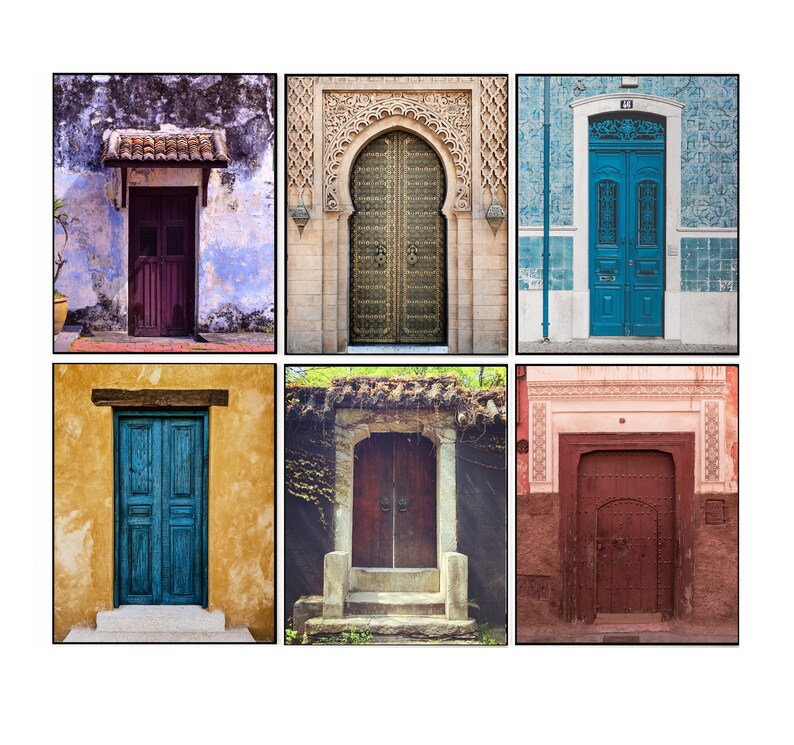 Door Wall Art Set of 6 Prints Architectures Wall Art Set Etsy