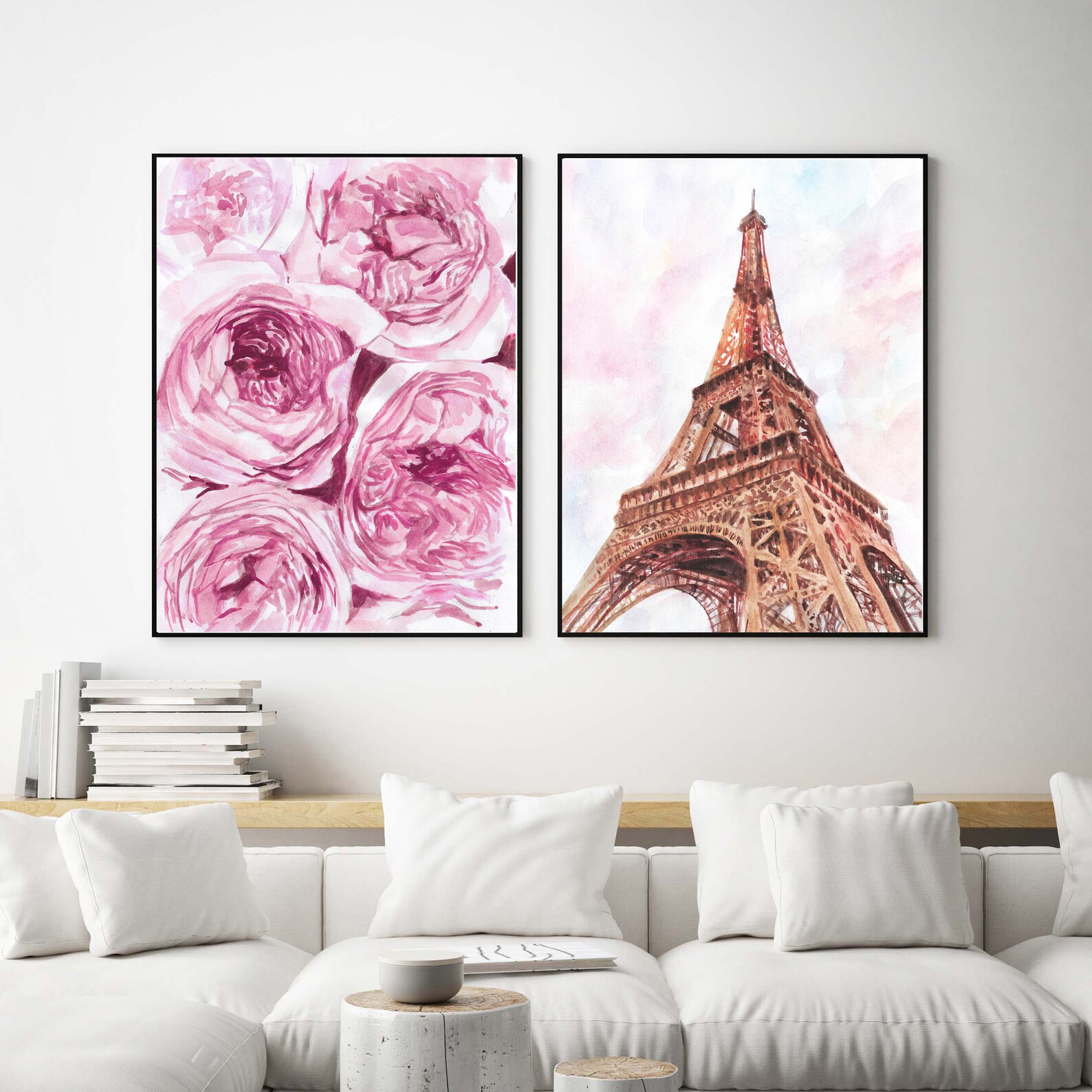 Pink Paris Wall Art Paris Wall Art Set of 2 Prints With Paris Etsy