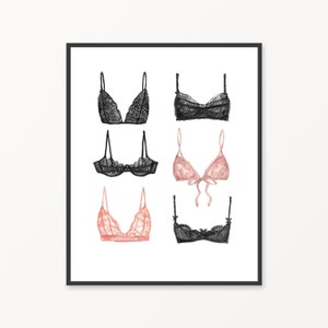 Printable bedroom wall art, printable watercolor lingerie print, lingerie printable wall art, watercolor fashion illustration, bedroom art