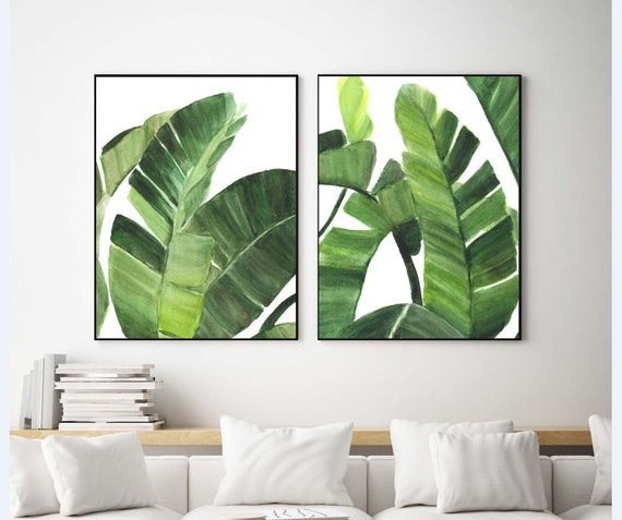 Palm Print Set, Printable Palm Leaves Set, Tropical Wall Art Set, Tropical  Decor, Watercolor Print Set, Green Home Decor, Banana Palm Set 