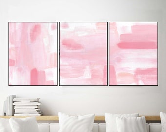Blush pink wall art set 3, Printable blush pink wall art, abstract pink wall art set, modern prints, abstract art wall art set
