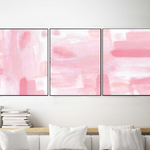 Blush Pink Wall Art Set 3 Printable Blush Pink Wall Art Etsy