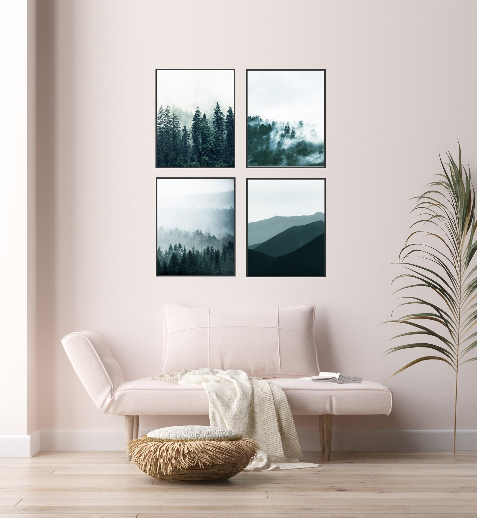 Forest Print Wall Art Set of 4 Green Forest Gallery Wall Art Etsy