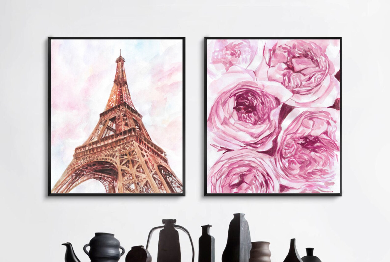 Pink Paris Wall Art Paris Wall Art Set of 2 Prints With Paris Etsy